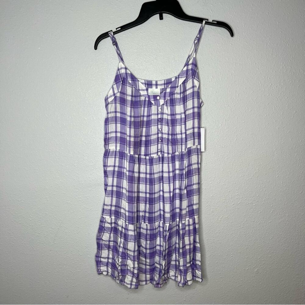 New Abound Purple & White Plaid Spaghetti Strap Sun Dress Women's size S